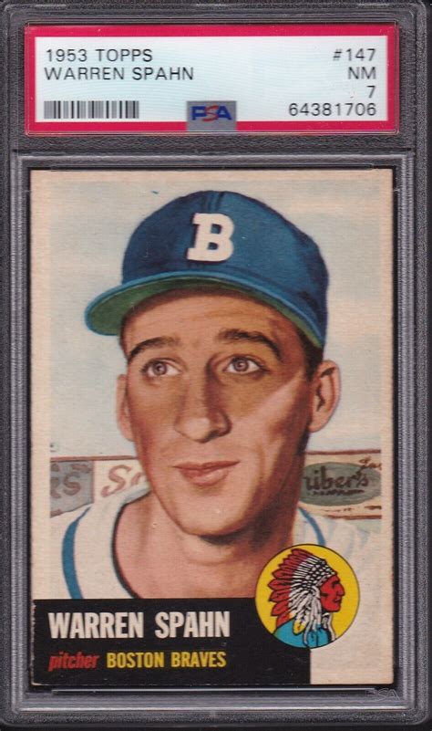 Topps Warren Spahn Psa Nm Boston Braves Hof Hall Of Fame