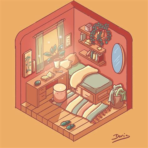 Isometric Bedroom Illustration