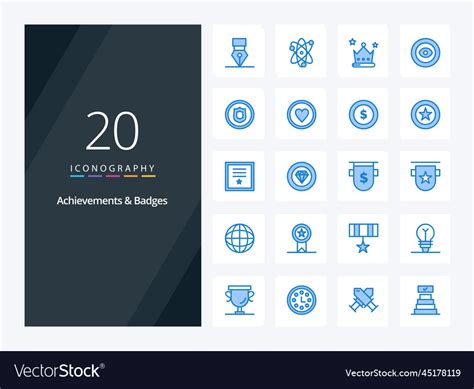 Achievements Badges Blue Color Icon Royalty Free Vector