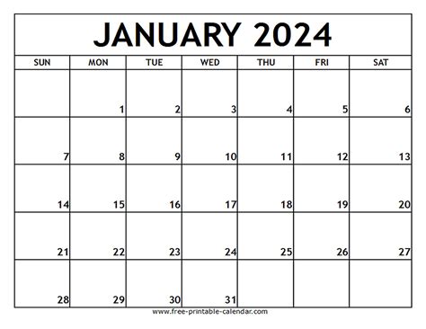 January 2024 Calendar Page Free Printable Calendar Amazon 2024