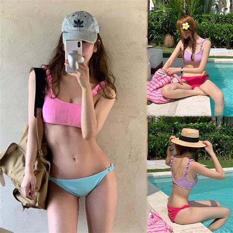 ชดบกน ชดวายนำผหญง เซกซ Korean Bikini เซต2ชน ชายหาด