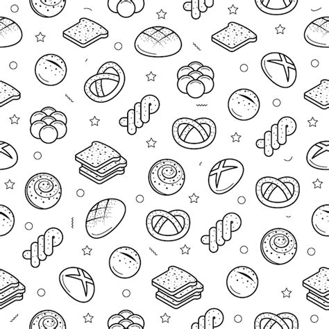 Premium Vector Abstract Seamless Pattern Doodle Collection Bread Bun Bakery Logo Vector Symbol