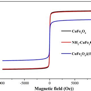 Room Temperature Magnetic Hysteresis Curves Of CuFe2O4 NH2 CuFe2O4