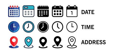 Date Time Address Or Place Icons Symbol Vector Art At