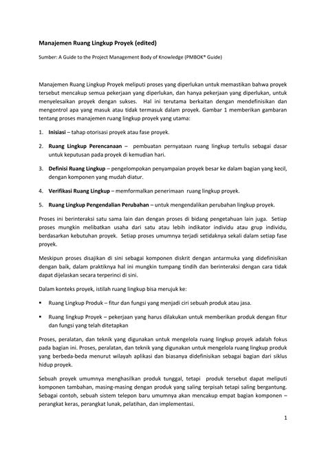 Manajemen Ruang Lingkup Proyek Pdf