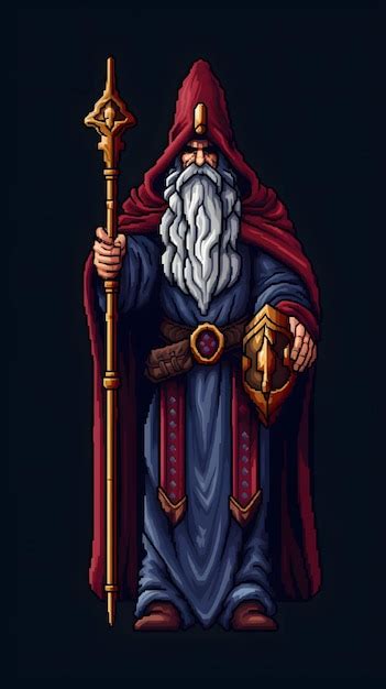Premium Ai Image Pixel Art Wizard Character For Rpg Game Character In