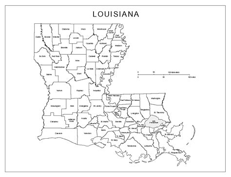 Louisiana Map With Counties And Cities