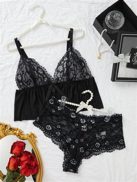 Plus Floral Lace Lingerie Set Shein Usa