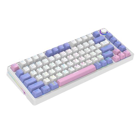 Teclado Gamer SuperFrame Ribbon RGB Switch Red ABNT Hot Swap Fio White Purple