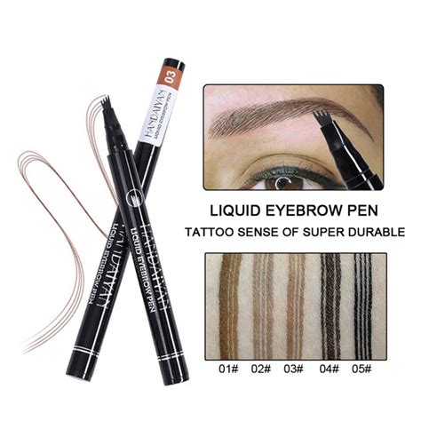 Eyebrow Pencil Waterproof Fork Tip Eyebrow Tattoo Pen 4 Head Fine Sketch Liquid Eyebrow Enhancer