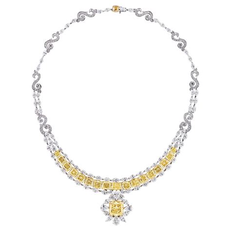 Extraordinary GIA Certified 50 Carat Fancy Yellow Diamond Necklace in