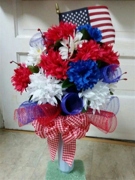 Patriotic Vase cemetery arrangement | Gravesite decorations, Memorial flowers, Cemetery flowers