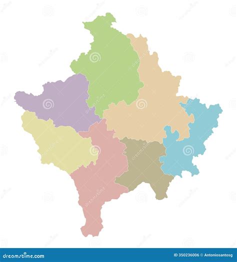 Vector Regional Blank Map Of Kosovo With Districts And Administrative