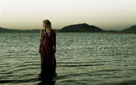 Women Women Outdoors Sea Blonde Red Dress Wallpapers HD Desktop