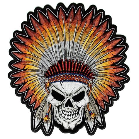 Skull Indian Head Dress Large Back Patch Biker Back Patches Cool Patches Iron On Patches