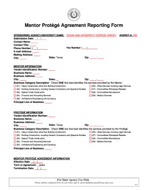 Fillable Online Mentor Protg Agreement Reporting Form Texas Am Fax