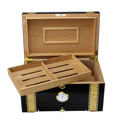 100ct Cigar humidor box with drawer Luxury Handicraft Wooden Boxes COHIBA cigar accessories ...