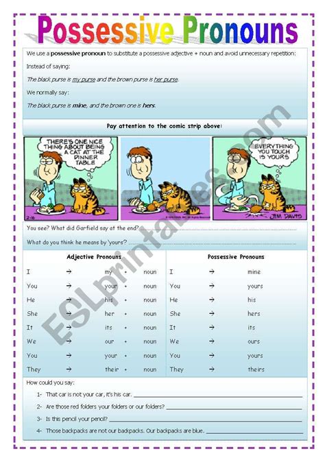 Possessive Pronouns ESL Worksheet By Zailda