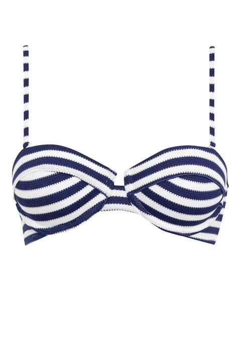 Lacivert Kadın Fall in Love Regular Fit Çizgili Bürümcük Bikini Üstü DeFacto