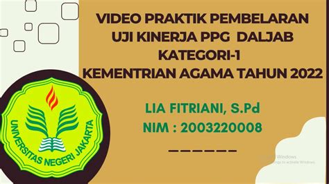 Video Praktik Pembelajaran Uji Kinerja Ppg Daljab Kategori