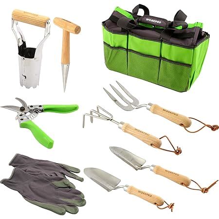 Amazon WORKPRO W005009WE 9 Piece Garden Tool Set Heavy Duty