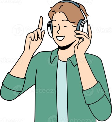 Smiling Man In Headphones Listen To Music Png