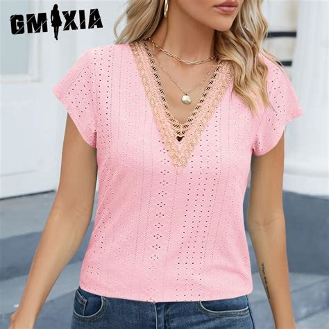 Купить GMXIA Женские модные повседневные однотонные футболки и топы с ...
