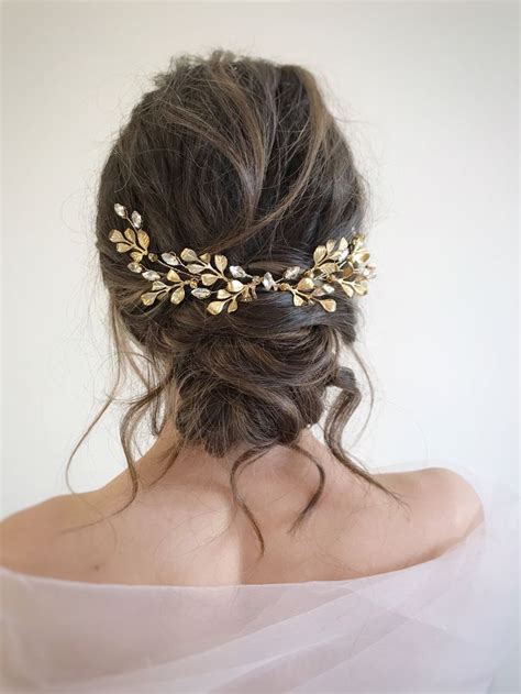 Greek Goddess Bridal Hair Comb Wedding Gold Headpiece Rhinestone Hair