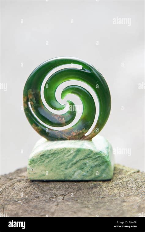 New Zealand jade, also called greenstone or pounamou, carved into ...