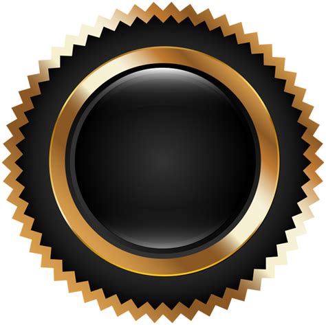 A Black And Gold Award Seal With A Star Pattern On The Bottom It Is