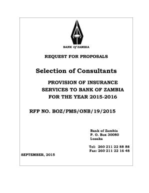 Fillable Online Standard Request For Proposals Bank Of Zambia Fax