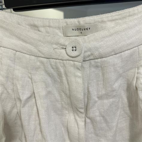 Nude Lucy White Linen Button Up Pants Size Small Depop