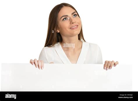 Beautiful Woman And Signboard Stock Photo Alamy