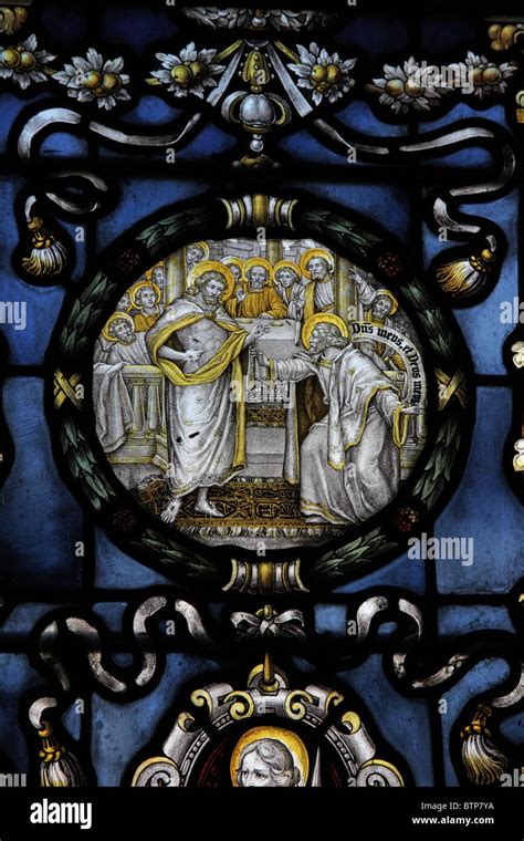 A Stained Glass Window By C E Kempe Co Depicting The Confession Or