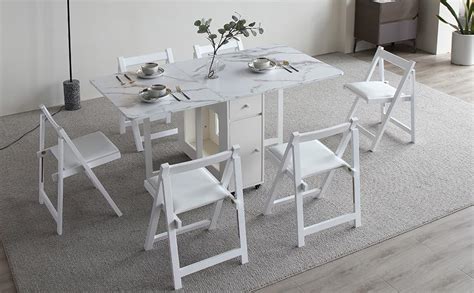 Funrolux Folding Dining Table And 4 Piece Folding Dining