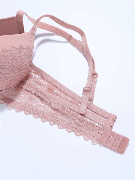 Contrast Lace Bow Detail Push Up Lingerie Set Without Liner SHEIN USA