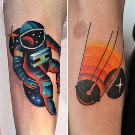 Astronaut And Sputnik 1 Done By David Cote Imperial Tattoo Connexion