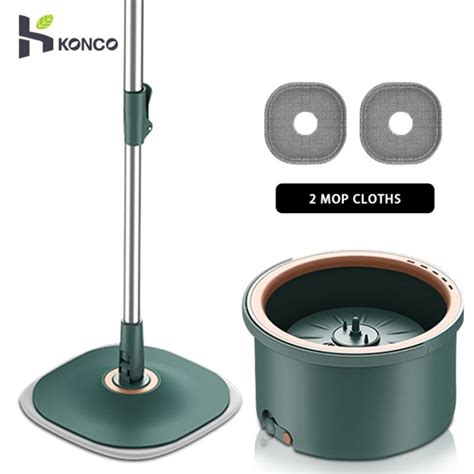 Konco Mop With Bucket Set 360 Degree Rotatable Mop Hands Wash Free