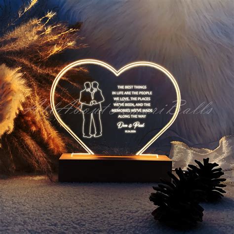 Personalized Gay Wedding Night Light Lgbt Wedding Gift For Gay Couple