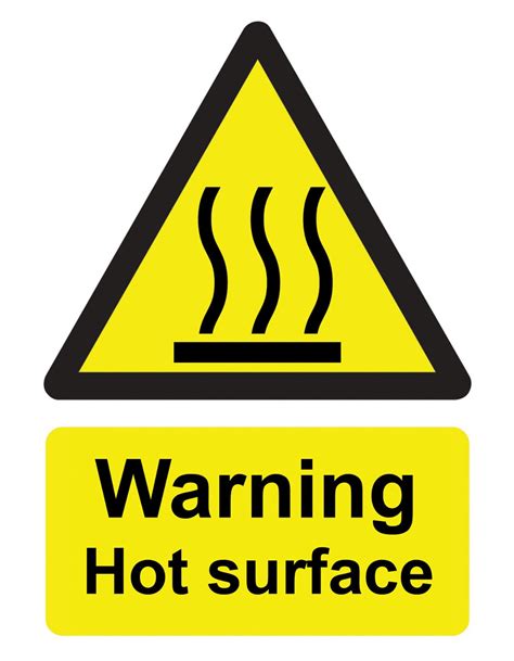 Danger Caution Warning Hot Surface Health And Safety Warning Yellow Notice Sign Self Adhesive