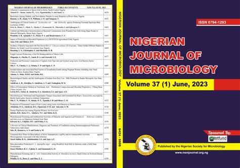 Cover Pages Nigerian Journal Of Microbiology