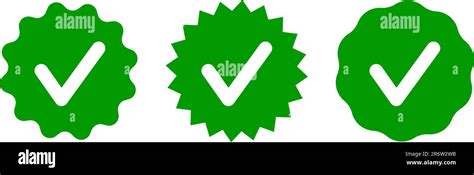 Check Tick Mark On Wavy Edge Green Circle Sticker Star Burst Shape Tag