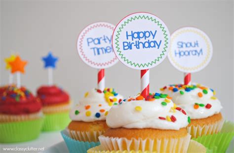 Free printable Birthday Cupcake Toppers - Classy Clutter