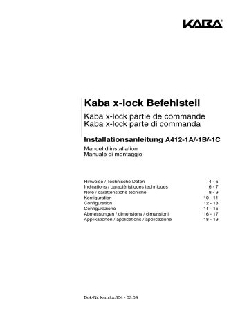 Kaba X Lock Steuerung Manualzz