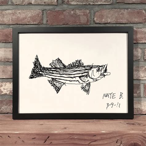 Striped Bass Pen And Ink Art Print Etsy