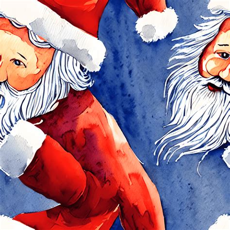 Watercolor Father Christmas Pattern · Creative Fabrica
