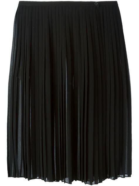 Dkny Black Sheer Pleated Skirt Lyst