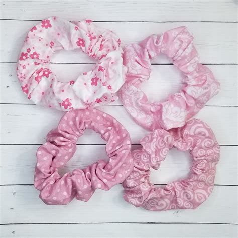 Floral Scrunchies Flower Scrunchies Bun Scrunchies Pink Etsy