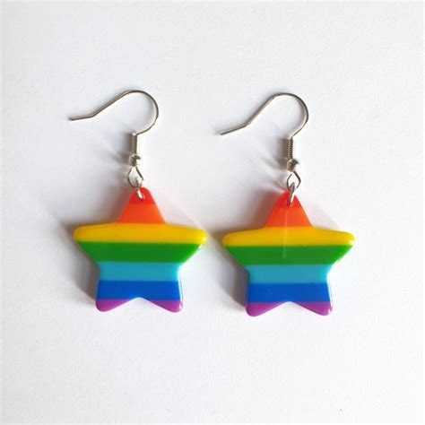Rainbow Star Pride Earrings Gay Flag Pendant Lgbtq Etsy Uk Pride Pendant Pride Jewellery
