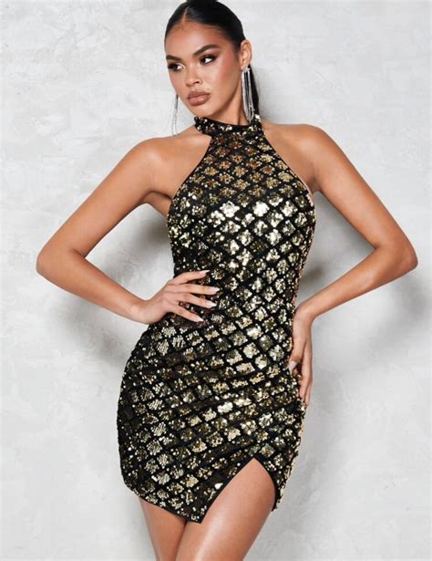 Mermaidcore Sequin Black Gold Dress Women S Fashion Dresses Sets